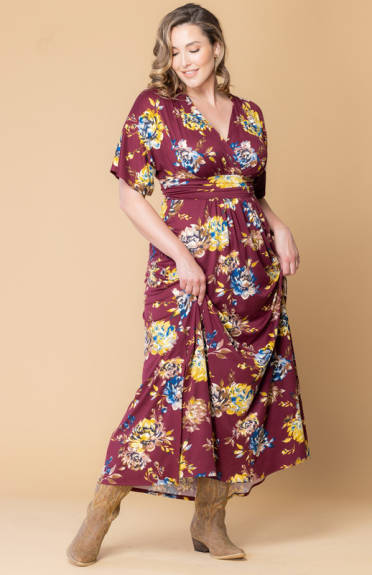 Kiyonna Vienna Short Sleeve Maxi Dress (Plus Size)