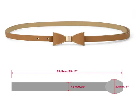 Allegra K- Skinny Waist Metal Bow-knot No Buckle Thin Belt