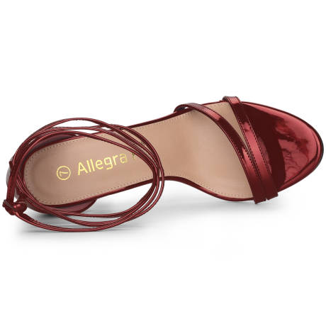 Allegra K- Open Toe Lace-Up Stiletto Heels Sandals