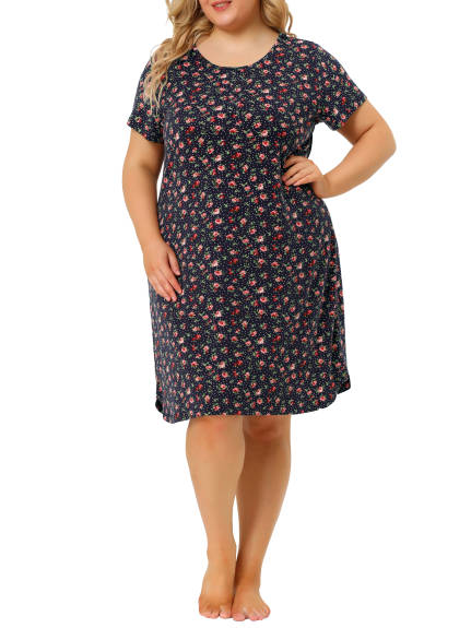 Agnes Orinda - Loungewear Round Neck Flower Pattern Nightgown