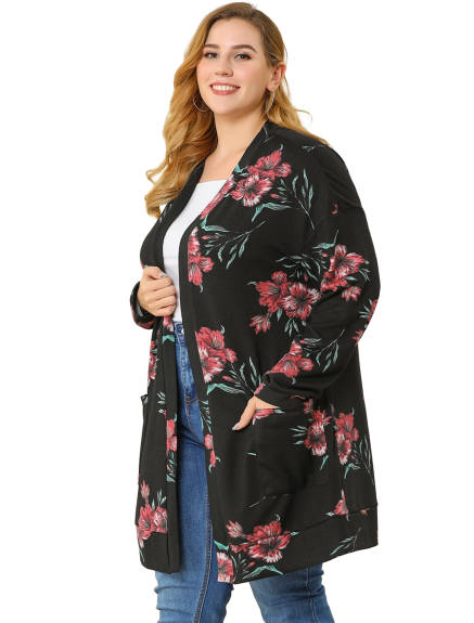 Agnes Orinda - Flower Knit Open Front Sweaters Fall Cardigans
