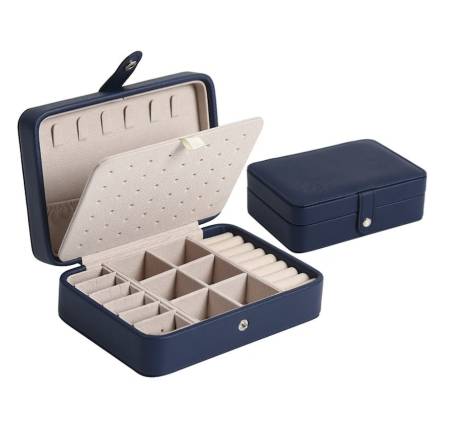 Boîte de Rangement pour Bijoux de Voyage de Taille Compacte en bleu marine classique - Don't AsK