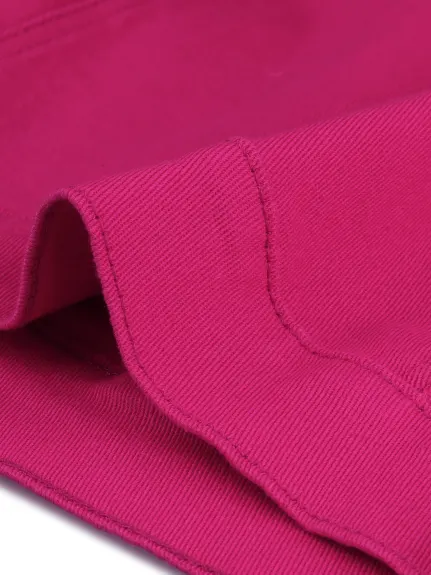 Agnes Orinda - Button Cropped Stitching Denim Jacket