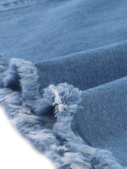 Agnes Orinda - Robe globale en jean effilochée à ourlet irrégulier