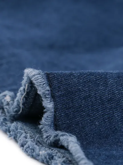 Agnes Orinda - Veste blazer en jean à col châle boutonné