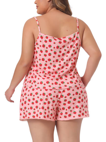 Agnes Orinda - Strawberry Pattern Cute Summer Pajamas Set
