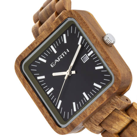 Earth Wood - Berkshire Bracelet Watch w/Date - Khaki/Tan