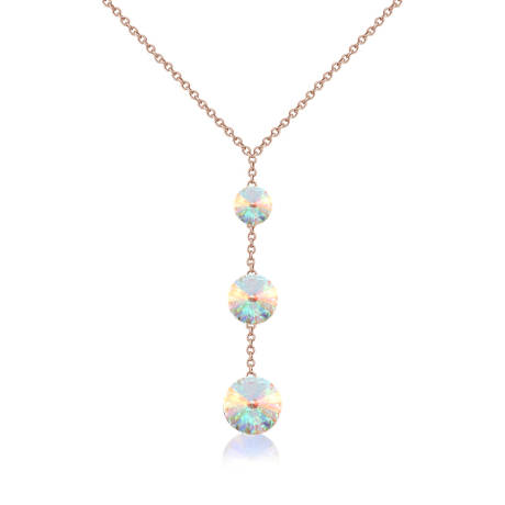 Rose Goldtone Aurora Borealis Crystal Graduated Necklace made with Quality Austrian Crystals - MICALLA