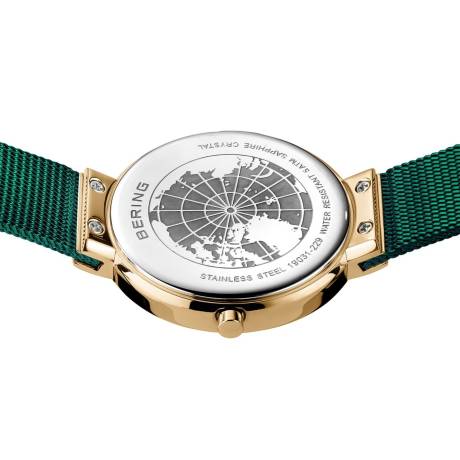 BERING - 31mm Ladies Classic Stainless Steel Watch In Yellow Gold/Green