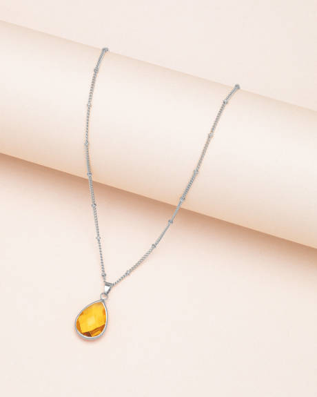 Goldtone November Yellow Birthstone Teardrop Necklace - Don't AsK