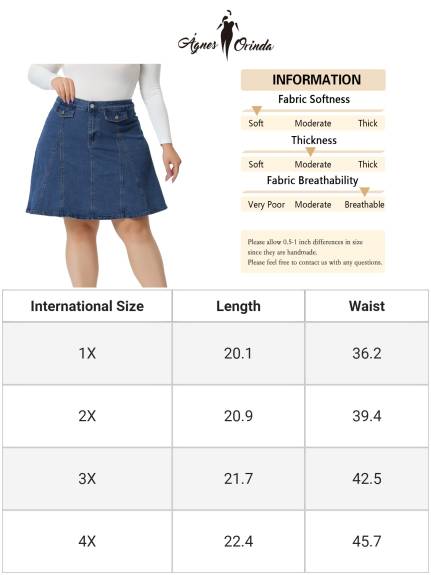 Agnes Orinda - Casual Faux Pockets Mini A-line Denim Skirts