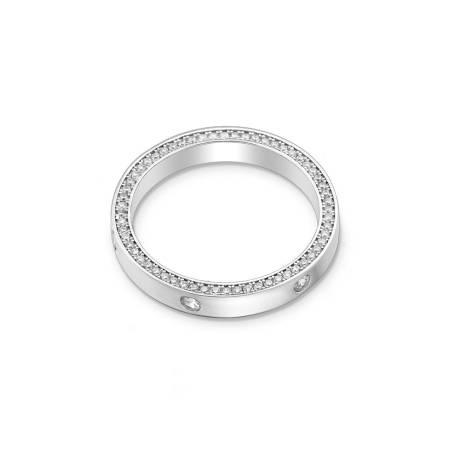 Sterling Silver & CZ Dotted Ring with Pave Band Detail - Ag Sterling