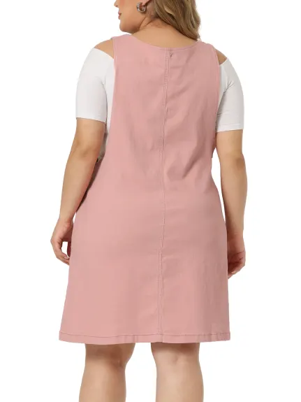 Agnes Orinda - Overall Denim Bib Dress With Pockets