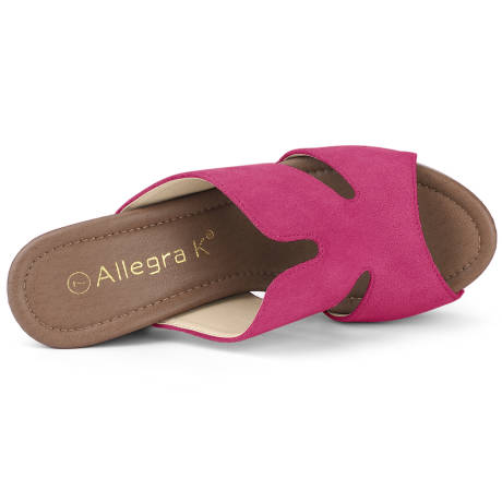 Allegra K- Women's Platform High Block Heel Slides Sandals