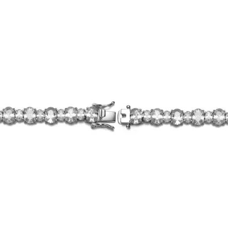 Genevive Sterling Silver with Oval Colored & Clear Cubic Zirconia Tennis Bracelet