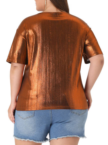 Agnes Orinda - Metallic Round Neck T-Shirt