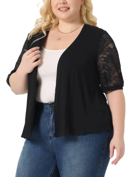 Agnes Orinda - Lace Half Sleeve Casual Open Front Cardigans