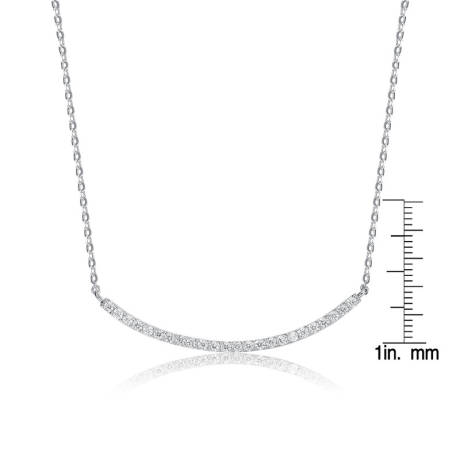 Genevive Sterling Silver with Clear Cubic Zirconia Curved Necklace