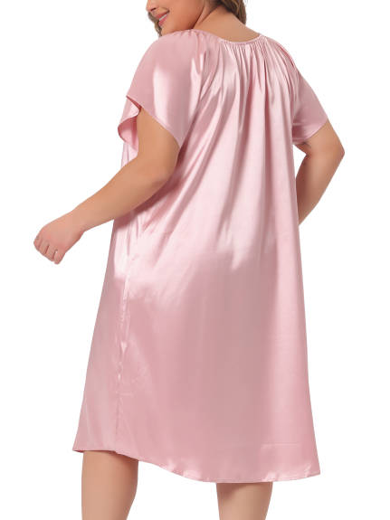 Agnes Orinda - Satin Silky Pleated Loose Nightgown