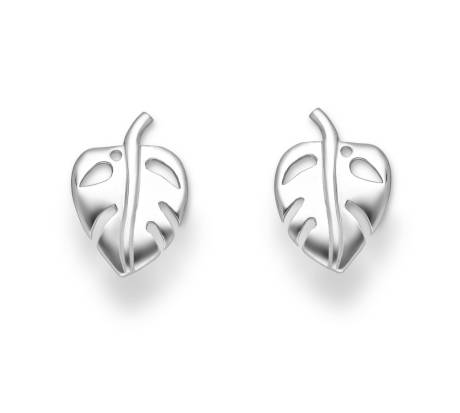Ag Sterling - Sterling Silver Banana Leaf Stud Earrings