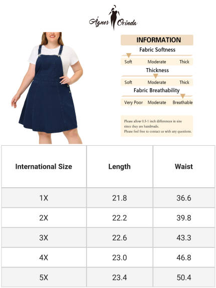 Agnes Orinda - Denim Adjustable Strap Suspender Overall Dress