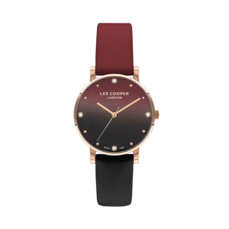 LEE COOPER-Women's Rose Gold 35mm  watch w/Blk/Red Dial