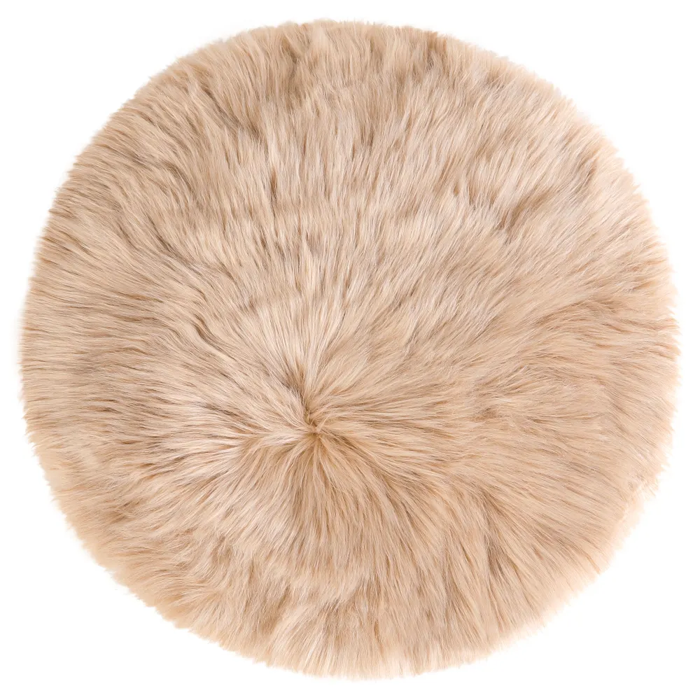 PiccoCasa- Faux Fur Round Fluffy Area Rugs 2 x 2 Feet