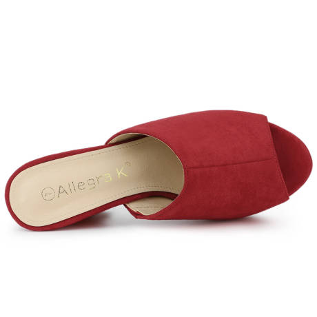 Allegra K - Open Toe Platform Chunky Heel Slides Sandals