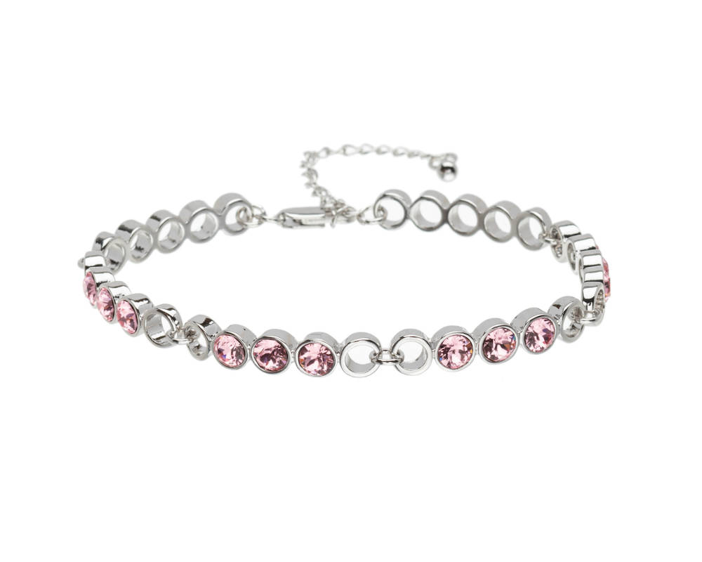Light Rose Circular Linked Crystal Bracelet made with Quality Austrian Crystals - MICALLA