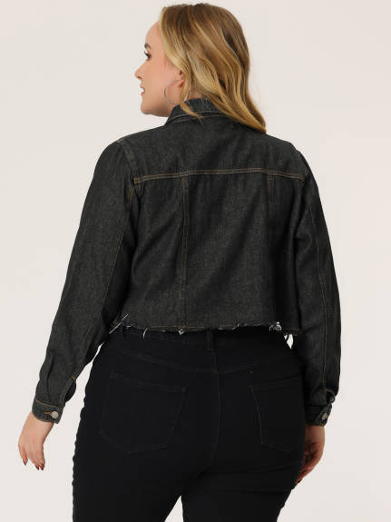 Agnes Orinda - Fall Washed Distressed Cropped Denim Jackets