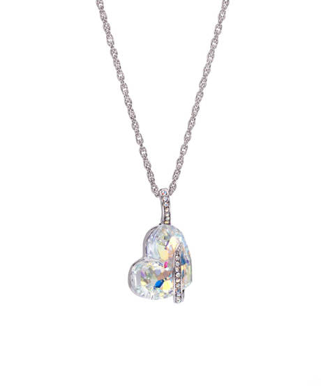 Aurora Borealis Swarovski Crystal Heart Pendant Necklace by callura