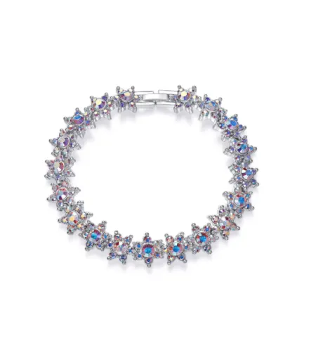 Aurora Borealis Crystal Floral Bracelet made with Quality Austrian Crystals - MICALLA