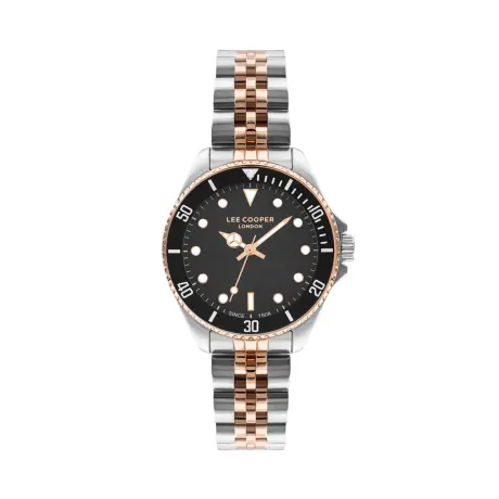 LEE COOPER-Women's Silver 36mm  watch w/Black Dial