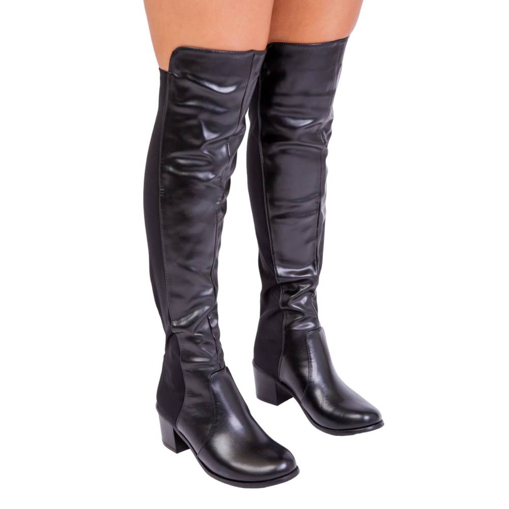 Where s That From Womens Ladies Britta Faux Leather Mid Heel Thigh High Boots Penningtons