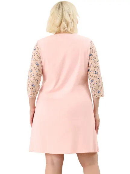 Agnes Orinda - Sleepwear Floral Midi 3/4 Sleeve Nightgown