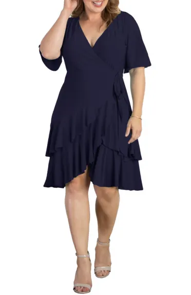 Kiyonna Miranda Ruffle Wrap Dress (Plus Size)