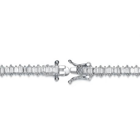 Genevive Sterling Silver with white gold Plated Clear Cubic Zirconia Tennis Bracelet
