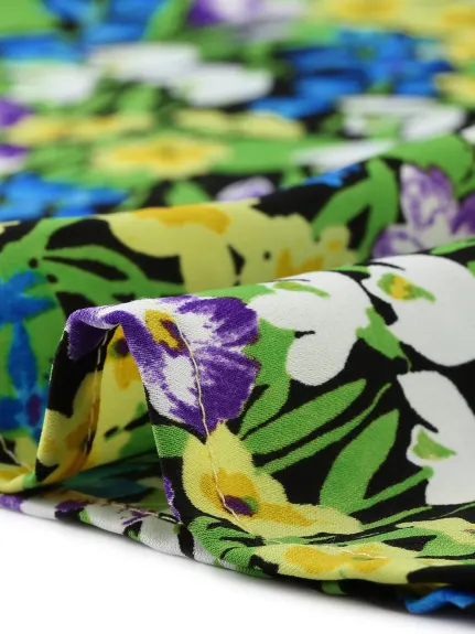 Agnes Orinda - Tie Neck Colorful Floral Loose Beach Tunic Top
