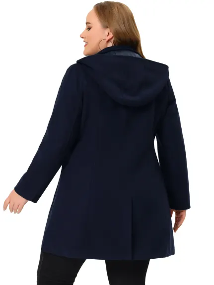 Agnes Orinda - Elegant Detachable Hooded Overcoat
