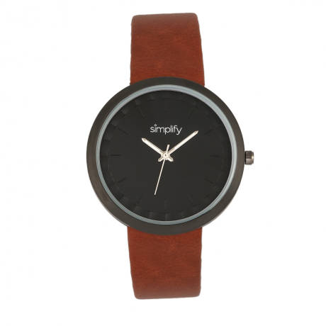 Simplify - The 6000 Strap Watch - Black/Light Brown