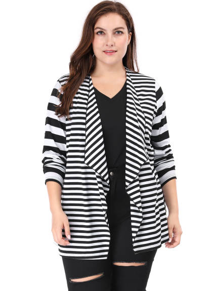 Agnes Orinda - Casual Striped Open Front Cardigans