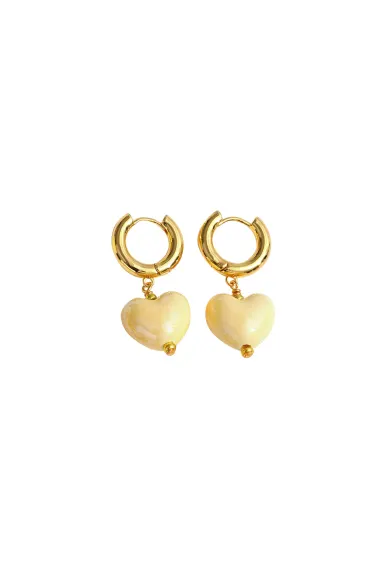 Classicharms-Boucles d'oreilles pendantes en forme de cœur en céramique