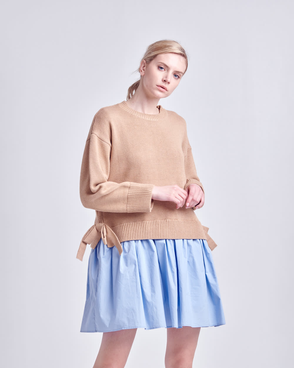 English Factory Side Tie Mixed Media Mini Dress Penningtons