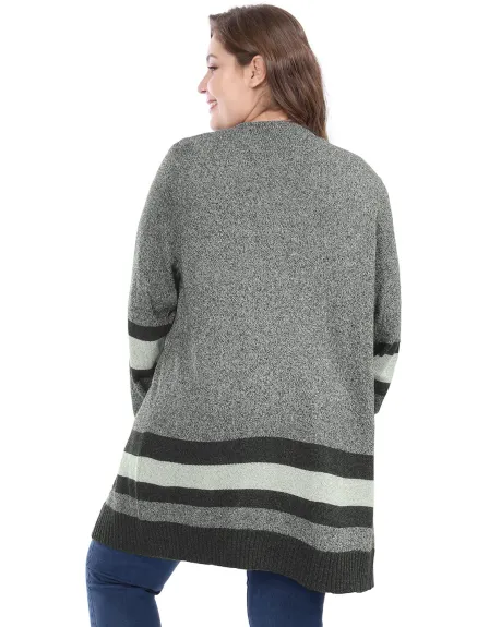 Agnes Orinda - Striped Contrast Color Sweater Cardigan