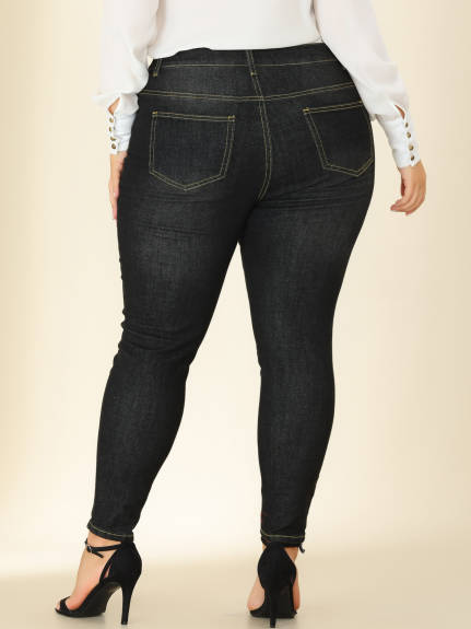 Agnes Orinda - Mid Rise Skinny Ripped Washed Jeans