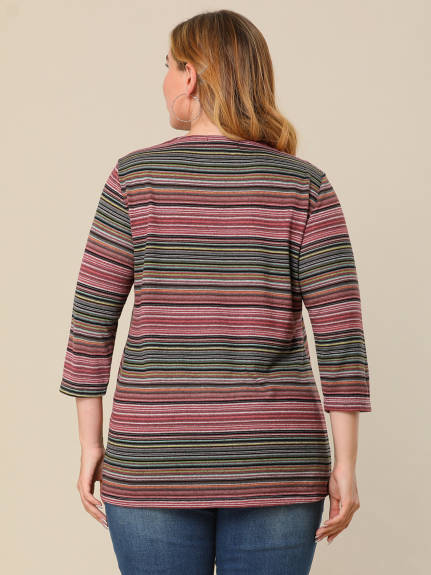 Agnes Orinda - Haut tunique en tricot style bohème à rayures