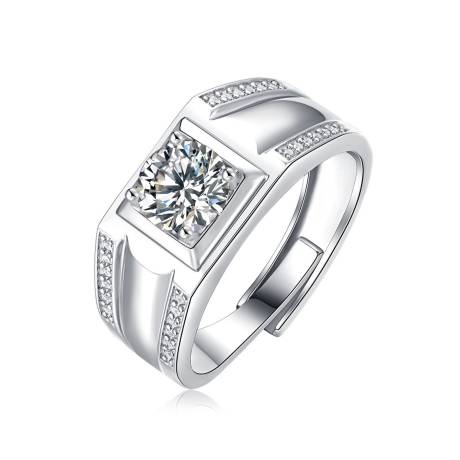 Stella Valentino Sterling Silver 1ctw Princess Lab Created Moissanite Anniversary Adjustable Ring