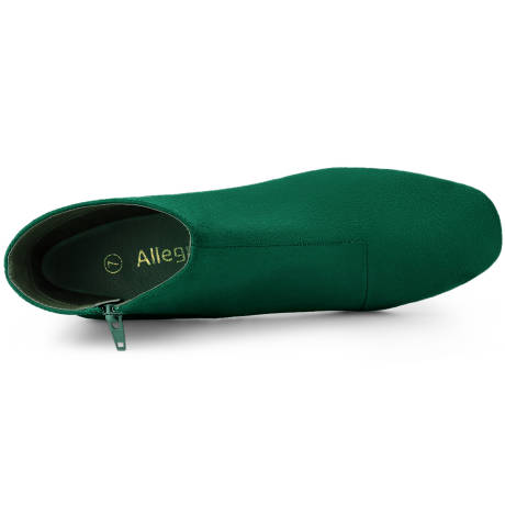 Allegra K- Side Zip Chunky Heel Ankle Boots