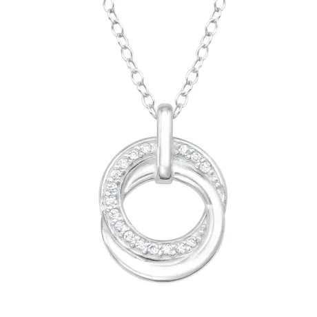 Sterling Silver Interlocking Infinity Circles with Cubic Zirconia - Ag Sterling