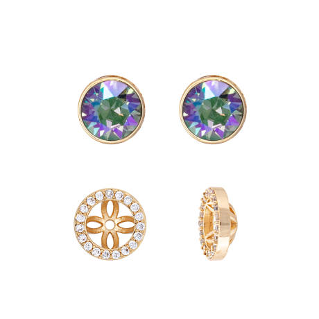 Goldtone Paradise Shine  2-in-1 Crystal Halo Stud Earrings made with Quality Austrian Crystals - MICALLA